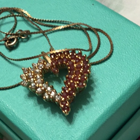 19.  Sterling Silver Ruby Red Heart ❤️ Awesome Stunning Necklace See Photos - Picture 11 of 11